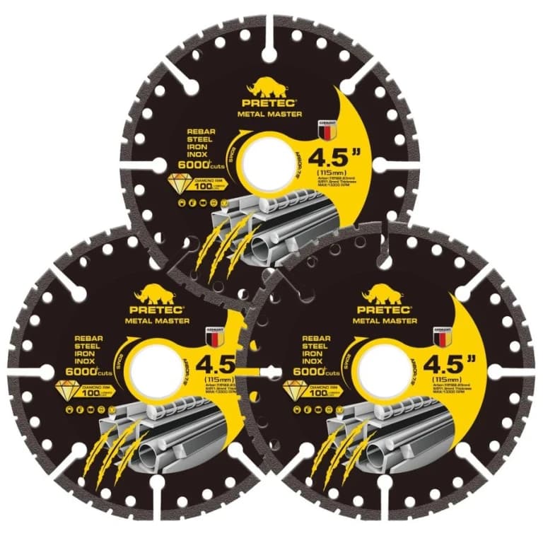PRETEC 4.5" Diamond Metal Master Cutting Discs (3-Pack)