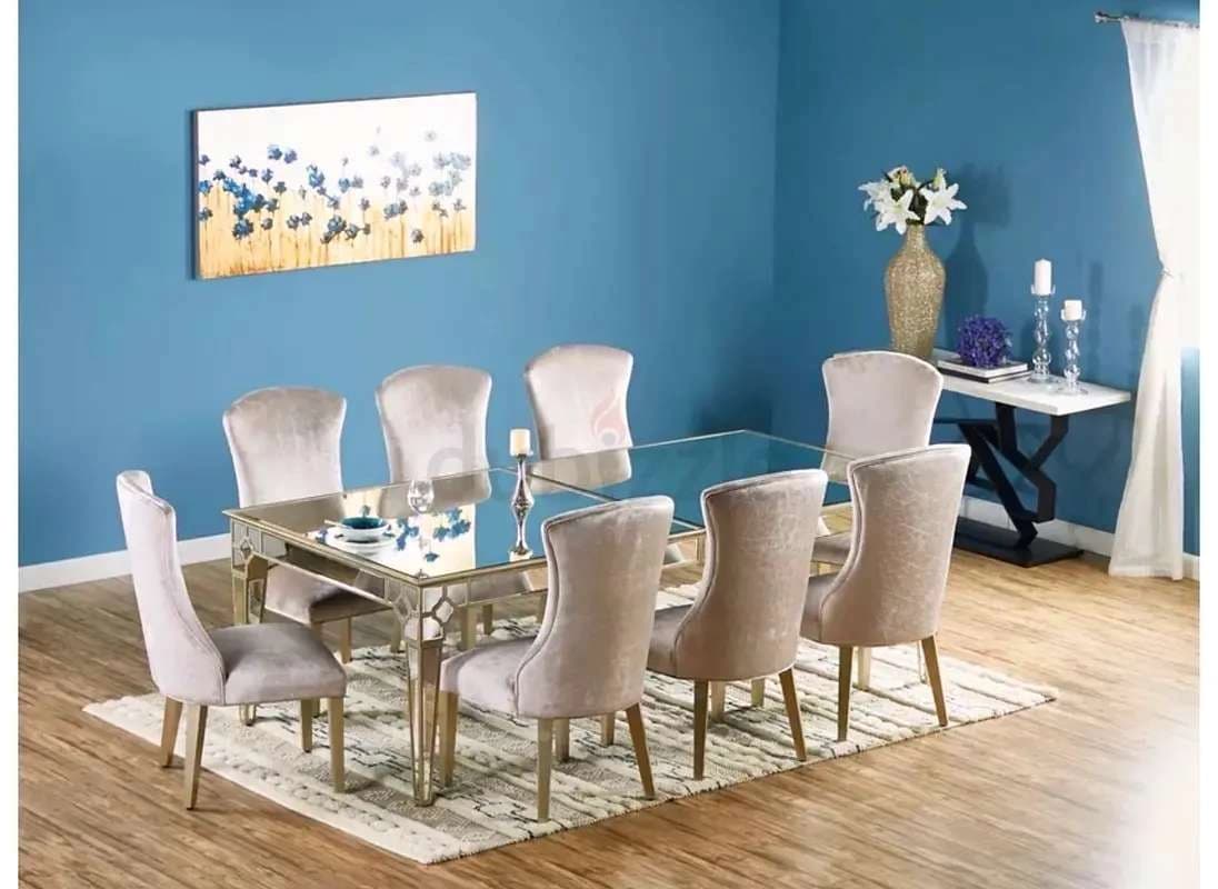 Elegant Dining Table Set with 6 Chairs - Glass Top